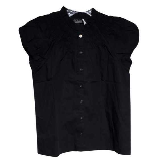 J.Crew Top | XXS | Black Smocked Neck Cotton Blouse NWT - Picture 1 of 7